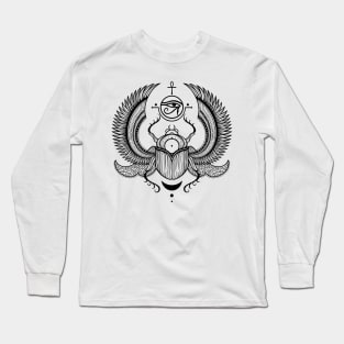 Sacred Scarab. Egyptian Beetle Long Sleeve T-Shirt